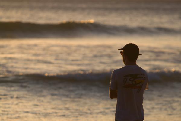 Alex Goldstien does some contemplation at sunset. Photo: Brian Kelley