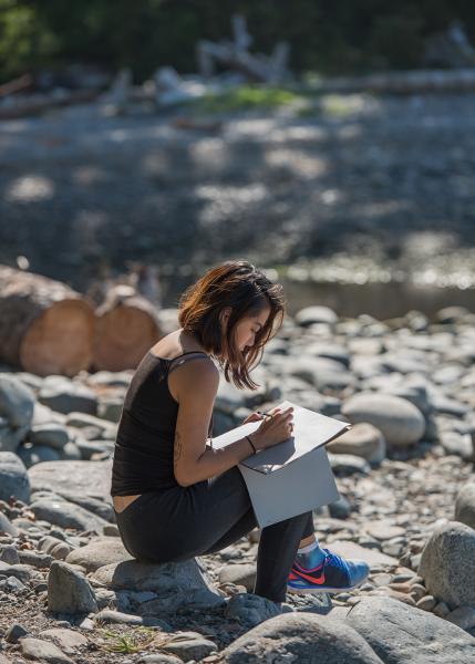 Adios participant Shawna X working on some new ideas.